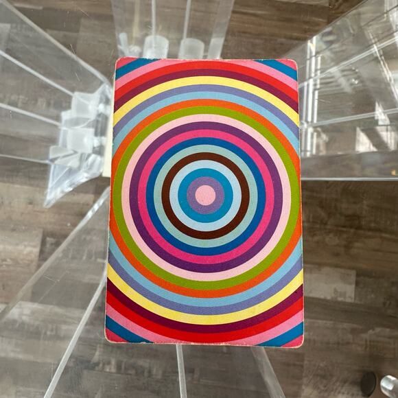 Fun Vintage Abstract Psychedelic Circle Pattern Playing Cards with Holder - Picture 1 of 5